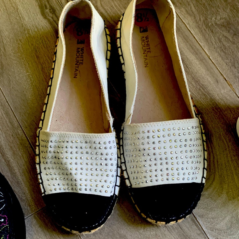 White Mountain Black and White Studded Espadrilles